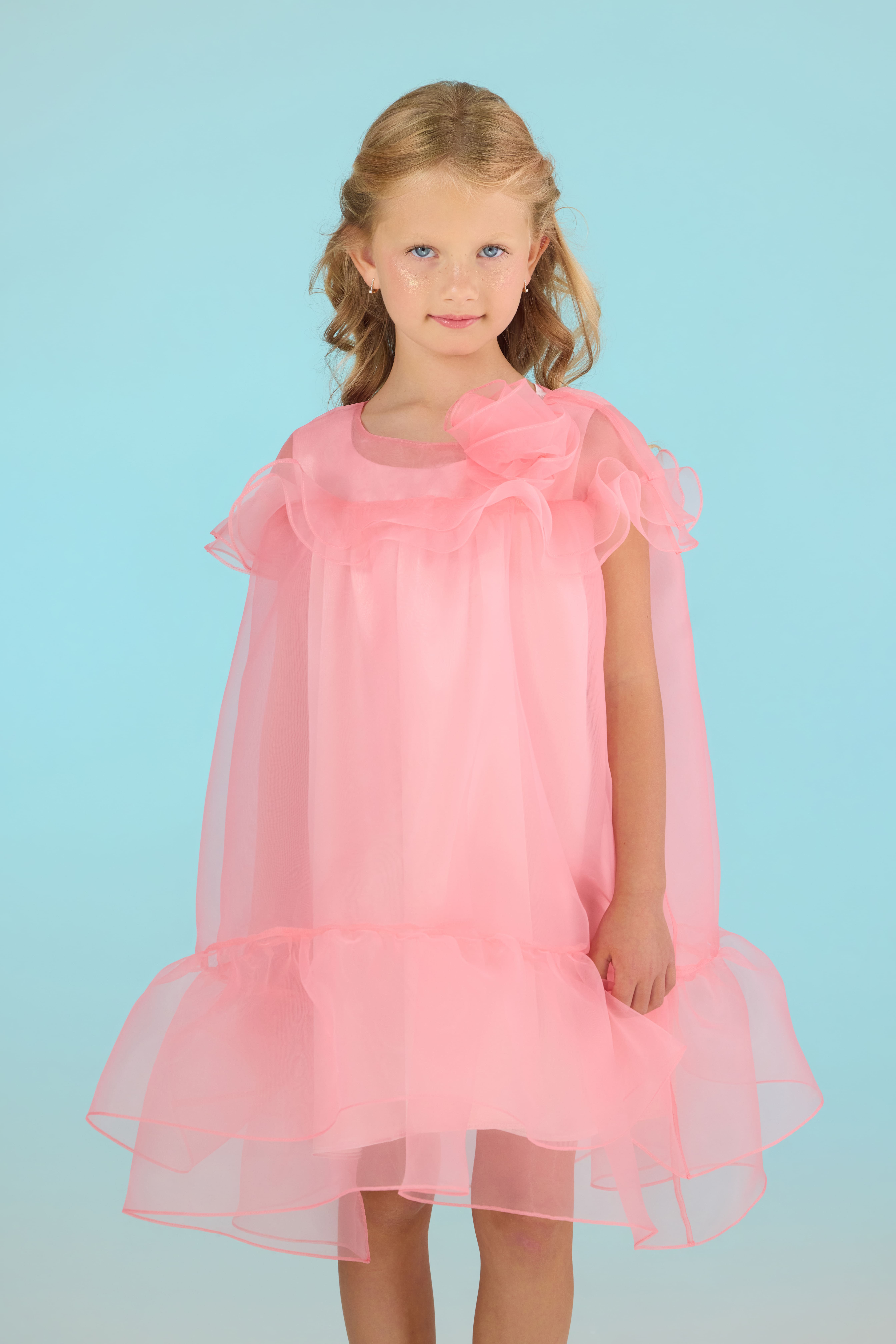 THE O CELESTE ORGANZA DRESS ROSE PETAL