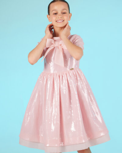 LUNA PINK CHARM SEQUIN DRESS WITH BOW